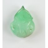 Jade carved plum pendant, with leaf, floral and fruit detail, 3.5 x 2.6cm. CONDITIONgross weight