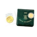 Royal Mint, 1980 Proof Gold Sovereign, in original case.