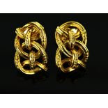 Garrard & Co earrings, gold links with beaded detail, post and butterfly fittings, in 18 ct,