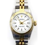 Rolex ladies Oyster perpetual Reference 6700 wrist watch the steel case with gold fluted bezel and