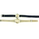 A Dunhill ladies stainless steel watch with signed circular enamel dial with roman numerals and