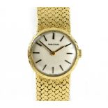 Jaeger le Coultre 18 ct ladies dress watch with integral bracelet, the signed silvered dial with