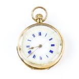 Kendal & Dent an Open face pocket watch, the enamel dial with blue Roman numerals, fitted with a