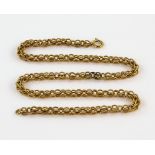 Fancy link chain, with round plain and textured links, bolt ring claps, stamped 18 ct, 43cm in