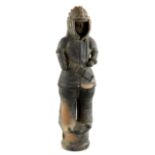 A Haniwa style figure of a standing man, wearing helmet and armour, after a Kofun era original, 57