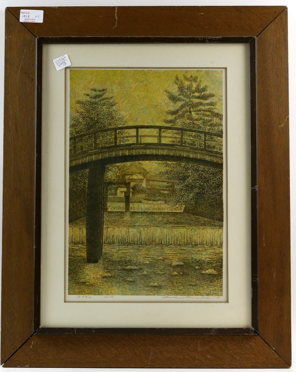 Hiroshige, oban yoko-e, Ueno Shinobazu no Ike, framed and glazed; together with an abstract image by - Image 2 of 2