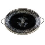George III oval silver tray, by Peter, Ann & William Bateman, London 1802, with reeded border and