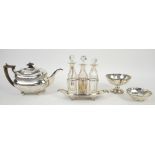 Small group of silver items to include a George III silver teapot by Joseph Angell I, London 1811,