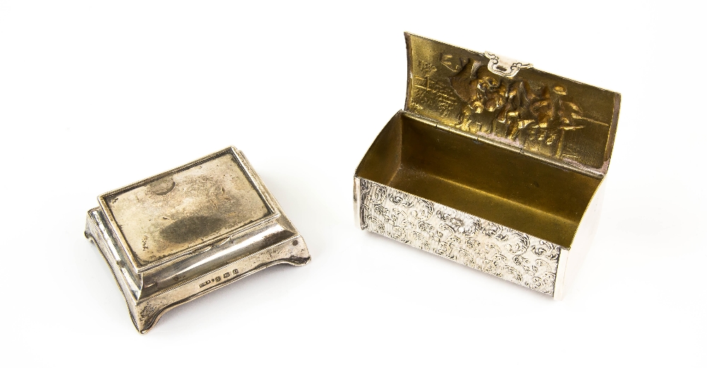 George VI silver stamp box with hinged cover on bracket feet, by Charles Edwin Turner, Birmingham, - Image 2 of 2