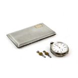 Silver cigarette case by Goldsmiths and Silversmiths Co. Ltd. London 1930 6.25 oz, 194gm and a Swiss