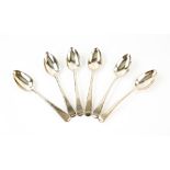 Set of six George III silver Old English pattern dessert spoons, by Stephen Adams II, London,
