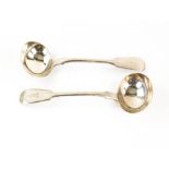 Pair of Victorian silver fiddle pattern sauce ladles, by Aldwinckle & Slater, London, 1885, 4.5oz,