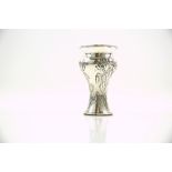 Art Nouveau silver vase with floral lily design, Birmingham 1905, 9 cm high, with filled base.