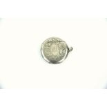 Edward VII silver oval form vesta case, with scroll engraving and monogrammed cartouche, by J Round,