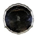 Edward VIII silver salver, by William Hutton & Sons Ltd, Sheffield 1936, the scalloped circular