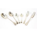 Early 20th century silver part-canteen, comprising 12 each of table forks, spoons and dessert