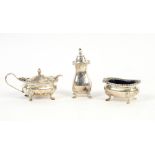 George V silver tea strainer and stand, Birmingham 1922, and a collection of silver plate .