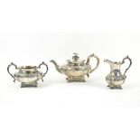 Victorian silver three-piece tea service, by Joseph Angell I & Joseph Angell II, London 1841,