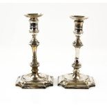 Victorian pair of silver candlesticks, by Hawksworth, Eyre & Co Ltd, Sheffield 1901, both with