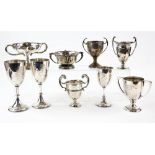 Victorian and later silver presentation cups, various dates and makers, the largest measuring 18