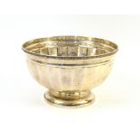 George V silver footed bowl with panelled body and beaded border, by Robert & Belk, Sheffield