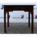 18th century mahogany lowboy with three drawers on square legs, 70cm x 84cm .