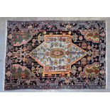 Persian blue ground rug with sky blue madalion 155cm x 104cm .