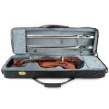 'The Stentor Conservatoire' violin, 59cm, and two Eastman bows, in fitted Stentor case..