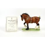 Royal Worcester limited edition figure of a Shire Stallion, modelled by Doris Lindner, 26cm high, in
