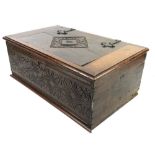 19th century oak bible box 62cm wide .