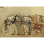 G Clau, study of a shire horse, signed, watercolour 24cm x 36cm .