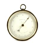Elliot Bros, London brass wall barometer with silvered dial 12cm.