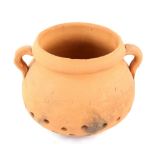 Terracotta twin handled olive sieve 15cm Provenance: Part of 35 lot collection of terracotta and