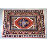 Afghan type rug 180cm x 126cm Persian type rug with yellow centre medallion110cm x 55cm, Sky blue