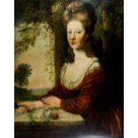 REVISED ESTIMATE: 18th Century style portrait of a lady dressed in a bronze coloured dress, and