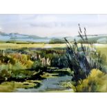 William Barnes (1916-c.1990), two landscapes, signed watercolours, each 33cm x 46cm .