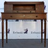 Waring & Gillows style ladies mahogany writing desk on turned and reeded supports, 116cm x