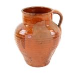 Part brown glazed terracotta oliver oil vase with ring handle 22cm Provenance: Part of 35 lot