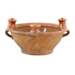 Terracotta part brown glazed celling hanging bowl diameter 26cm Provenance: Part of 35