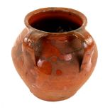 Terracotta part brown glazed twin handled olive oil jug 20cm Provenance: Part of 35 lot collection