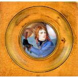 Tyco miniature portrait Napoleon, in circular mount, painted on ivory, 5.5cm diameter,PLEASE NOTE: