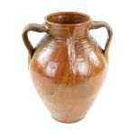 Brown glazed terracotta twin handled olive oil vase with twin handles 32cm Provenance: Part of 35