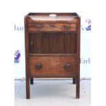 19th century mahogany tray top tambour fronted commode 77cm x 50cm .