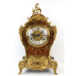 19th century style French boulle clock, with twin train movement, enamelled numeral cartouches, with