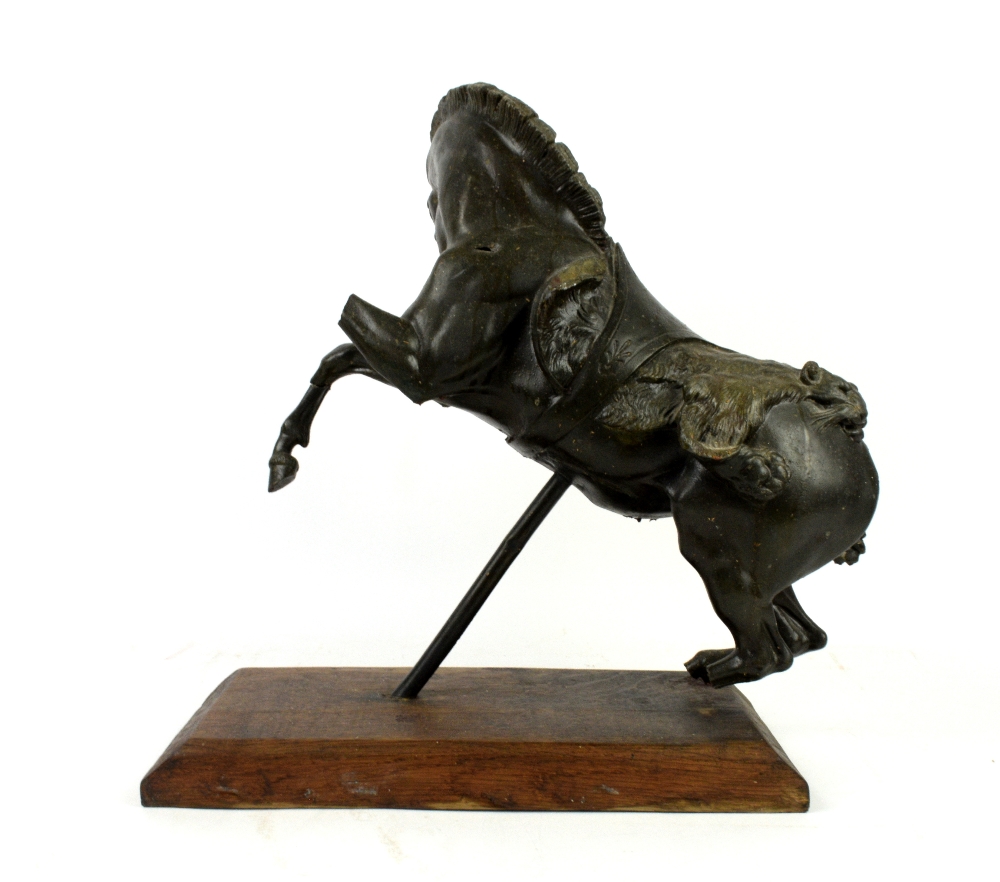 Early 20th century bronze of a ruined Antique classical sculptor off a horse with a lions skin on - Image 4 of 5