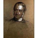 George Richmond , Shoulder length portrait of a gentleman, chalk and charcoal, 55cm x 45cm,.