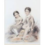 Henry Edridge (1768-1821) portrait of Eliza and Edward Satoris, unsigned watercolour titled on mount