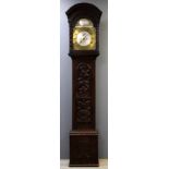 19th century oak eight day longcase clock By Badlay dated 1810, silver dial with bras chapter ring