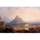 19th century watercolour of Mont St Michel, France, unsigned, 20cm x 30cm.