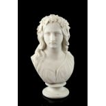 19th century Copeland Parian bust, Ophelia, Stamped WC Marshal RA Scul. Crystal Place Art Union,